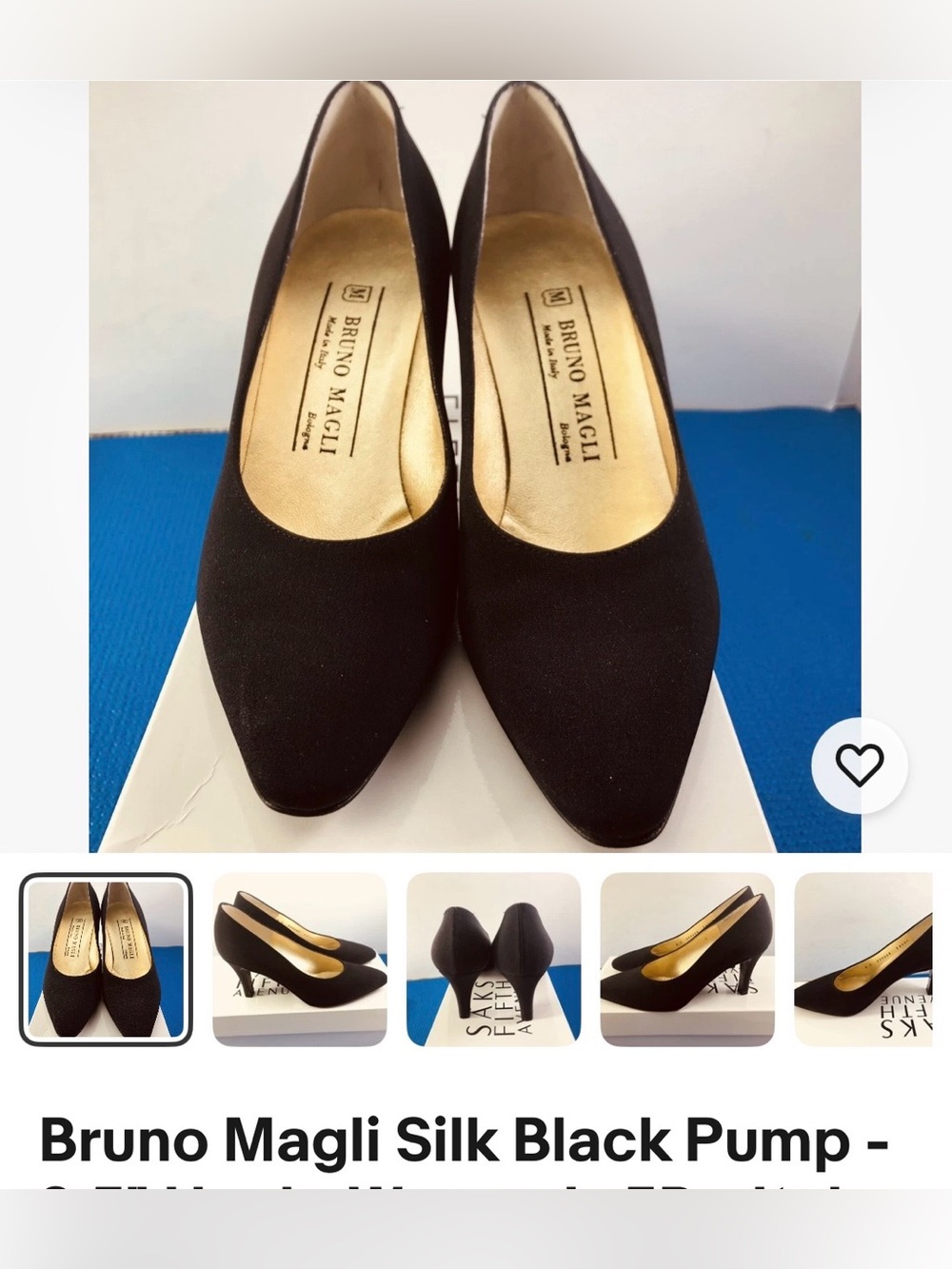 These are vintage Bruno Magli black fabric pumps made in Bologna, Italy - Picture 2 of 10